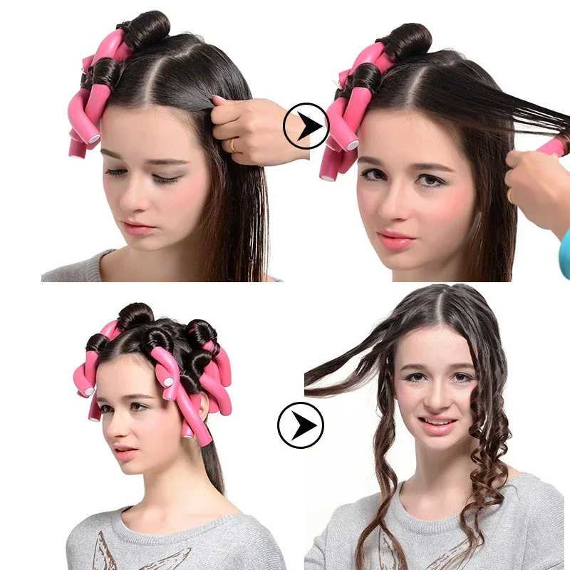 Hair Styling Tool 10pcs Foam Heatless Curling Rod Soft Bendy Twist Curls Sponge Hair Curlers Rollers DIY Set