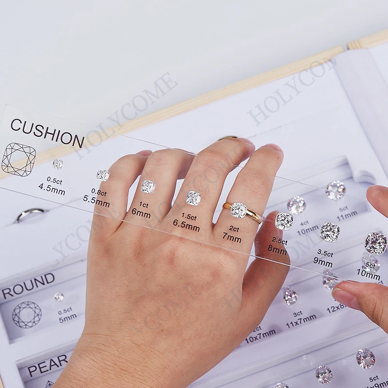 Jewelry Tool Template CustomComparison Chart CZ 5A Selectable Diamond Carat Dealer Tools Kit Set Reference for Ring Measurement