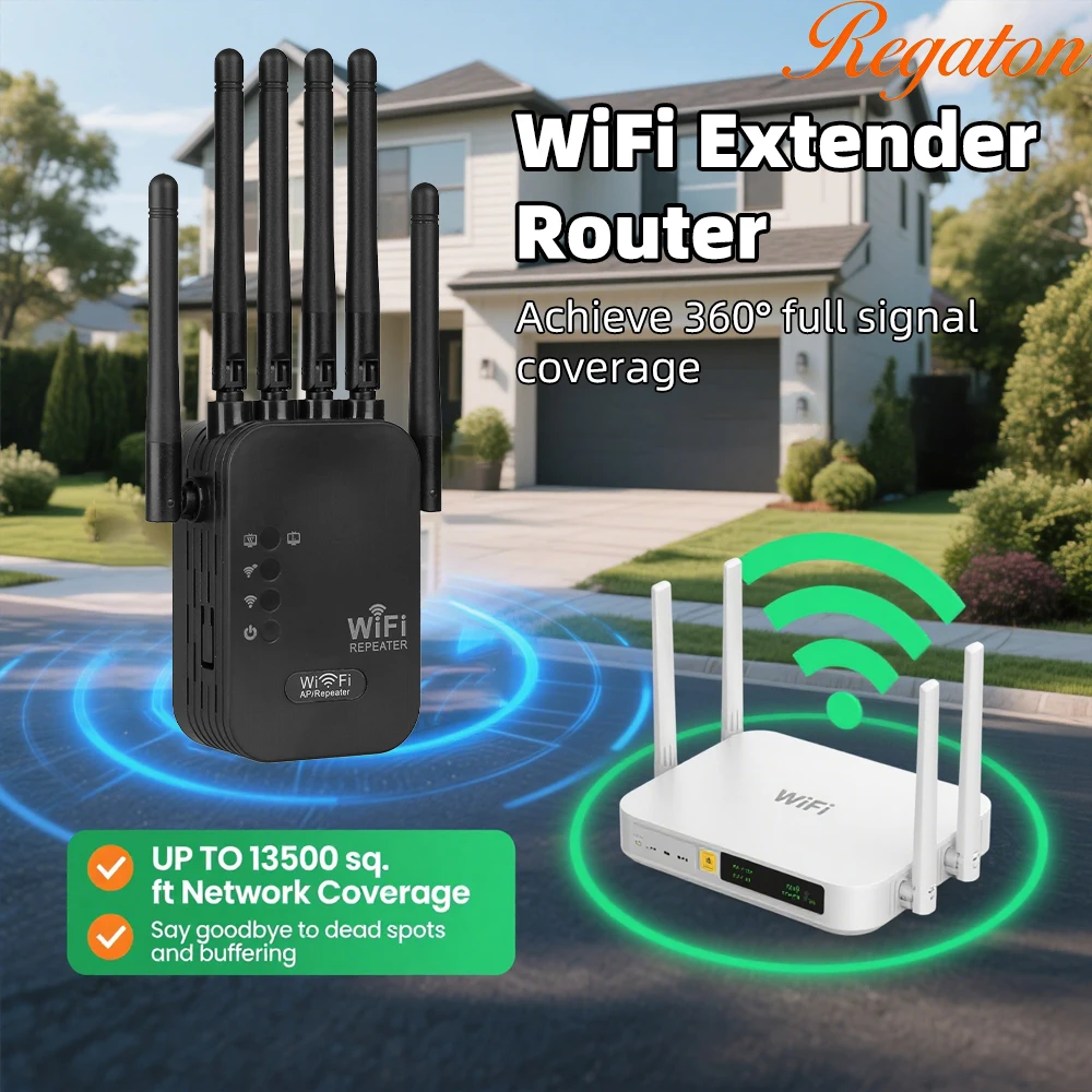 Wireless 5G WiFi Repeater 1200Mbps Router Wifi Booster Dual Band Long Range Extender 5Ghz Wi-Fi Signal Amplifier Repeater - 2