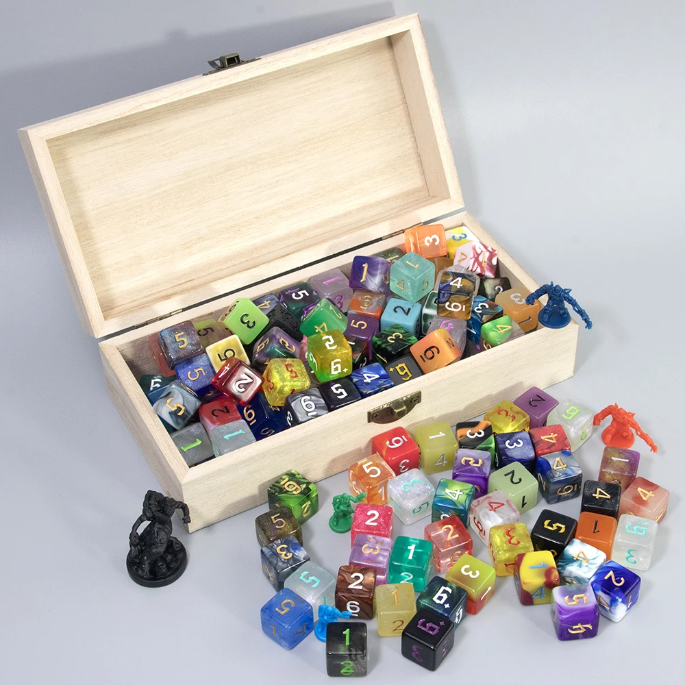 Polyhedral 6 Sided Dice Cube (10/100Pcs) Random Color D6 Dice Set for Board Game and Role Playing Game