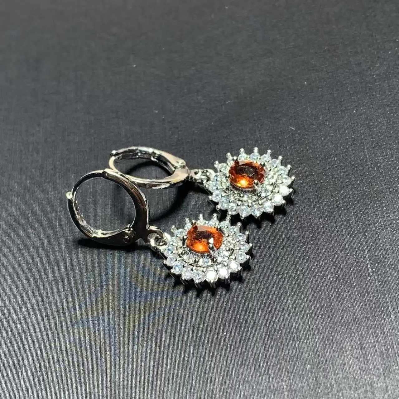 Vintage Natural Garnet Hoop Earrings Simple Classic Round Circle Gemstone Jewelry Handmade