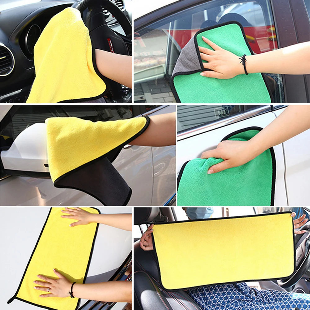 Microfiber Cleaning Towel Thicken Soft Drying Cloth Car Body Washing Towels Double Layer Clean Rags Auto Accessories 30/40/60cm microfiber towel cleaning cloth microfiber cleaning cloths microfiber car towel microfiber towels microfiber washing towel car washing towel car drying towel fiber car wipes drying cloth