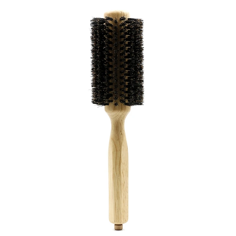 

Barber Salon Wood Handle Boar Bristles Round Brush Removable Tail Professional Hairdressing Hair Brush Hair Round Comb 4