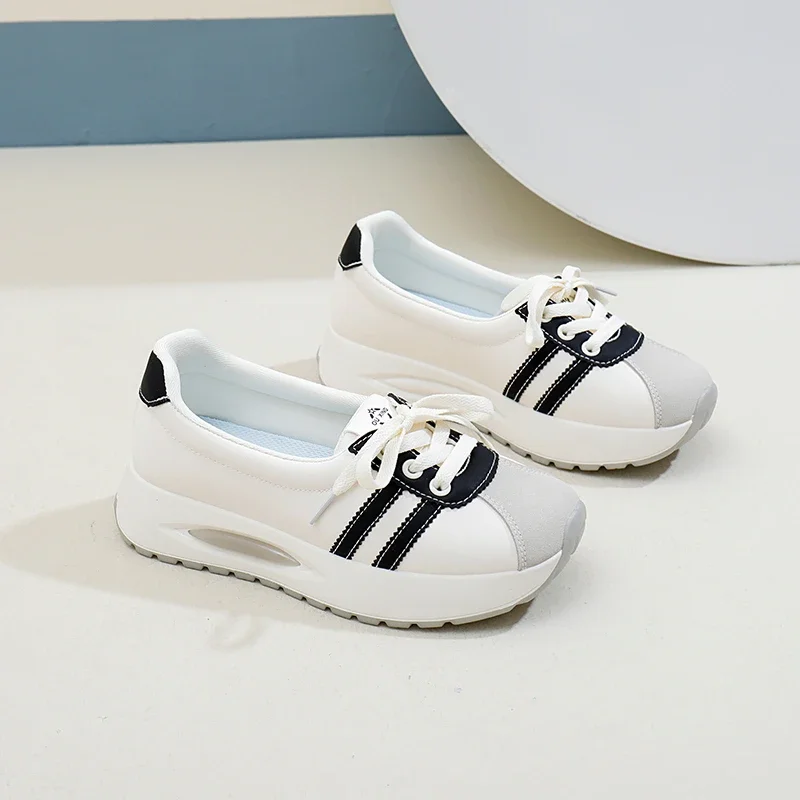 Women's Shoes 2024 Lace-up Women's Vulcanize Shoes Fashion Color Matching Ladies Casual Shoes New Round Head Classic Sneakers 4