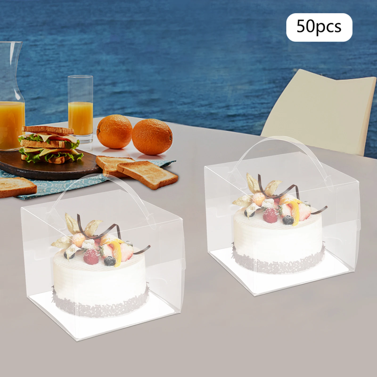 50PCS Clear Cake and Bread Packaging Boxes with Handle, Transparent Dessert Gift Boxes ... - SKU CCBB1759 - UGI Packaging