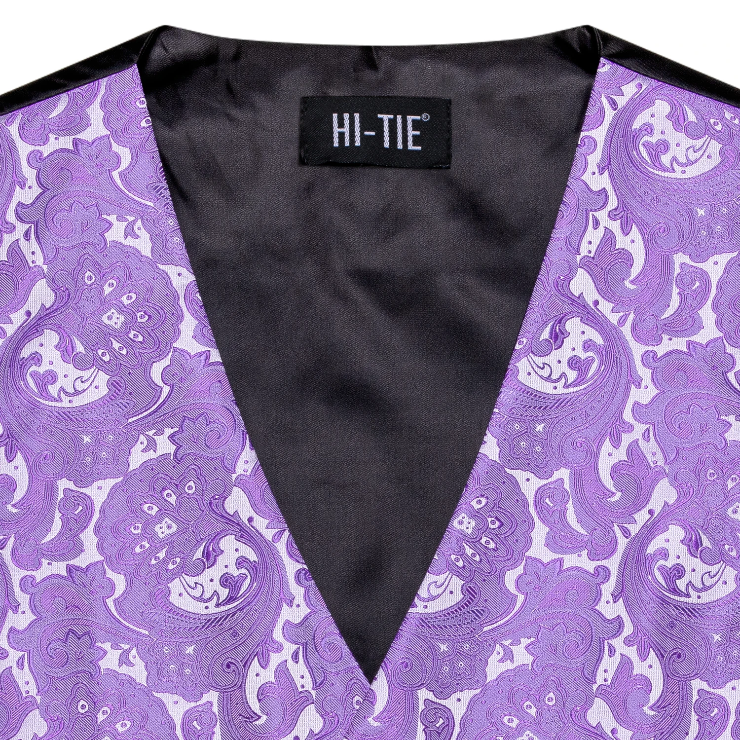 Elegant Purple Silk Mens Vests Tie Fashion Paisley Jacquard Sleeveless Jacket 4PC Hanky Cufflink Paisley Suit Waistcoats Wedding 2