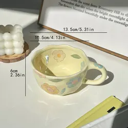 Handcrafted Ceramic Floral Mug - Irregular Design - 250ml (A)