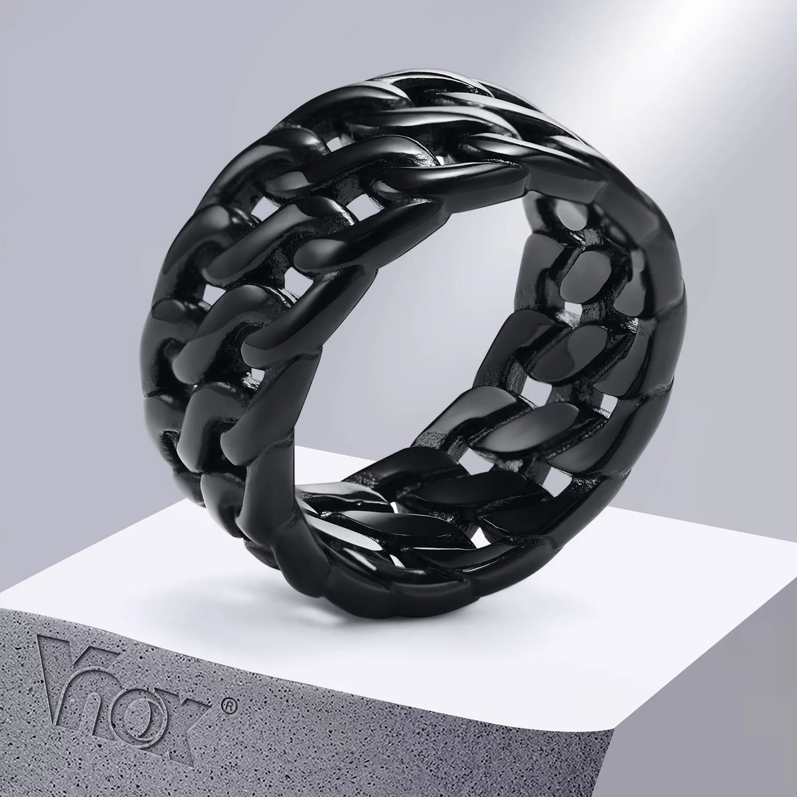 指輪・リング BASSCLEF Men's Ring Link Chain Surgical Steel RNG HaoYi Stainless Steel Chain Link Ring For Men Fashion