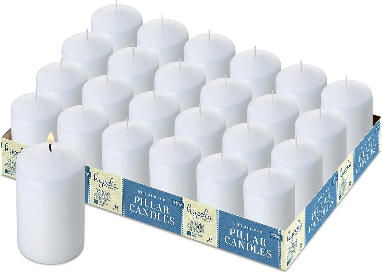

Pillar Candles 2-inch x 4-inch - 24 Pack Unscented Bulk Pillar Candles - European Made Wild one candle Colorful candle stick Flo
