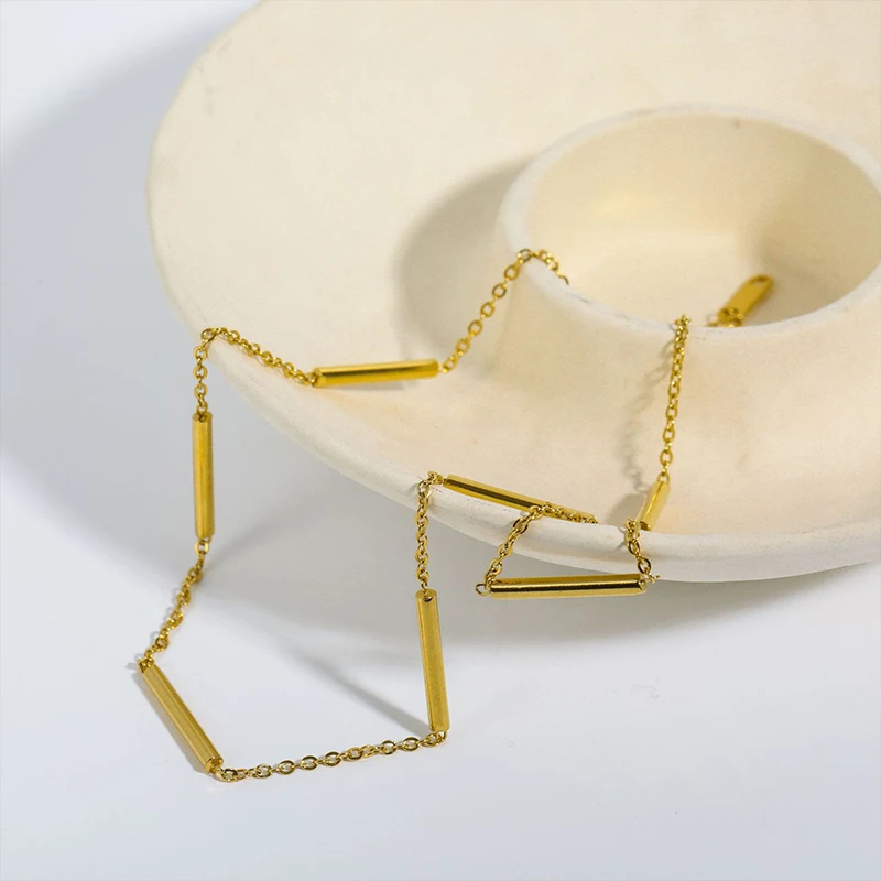 

Vintage Fashion Geometry Bamboo Knot Folding Necklaces for Women Trend Stainless Steel 18K Gold Plated Clavicle Necklace Jewelry