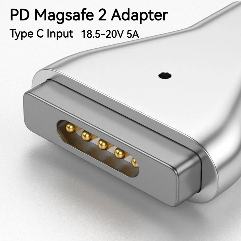 100W Aluminum USB Type C Magnetic PD Adapter for Magsafe 1 2 MacBook Air Pro Led Indicator Fast Charging Plug Converter