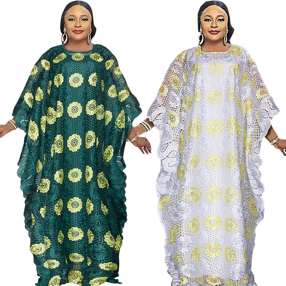 

African Dresses for Women Elegant Hollow Out New Muslim Fashion 2 Pieces Abayas Dashiki Ankara Lace Robe Kaftan Long Maxi Dress