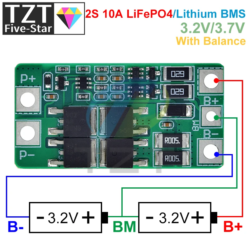 5pcs 2S 10A 8.4V 7.4V Li-ion Lithium 18650 BMS PCM Battery