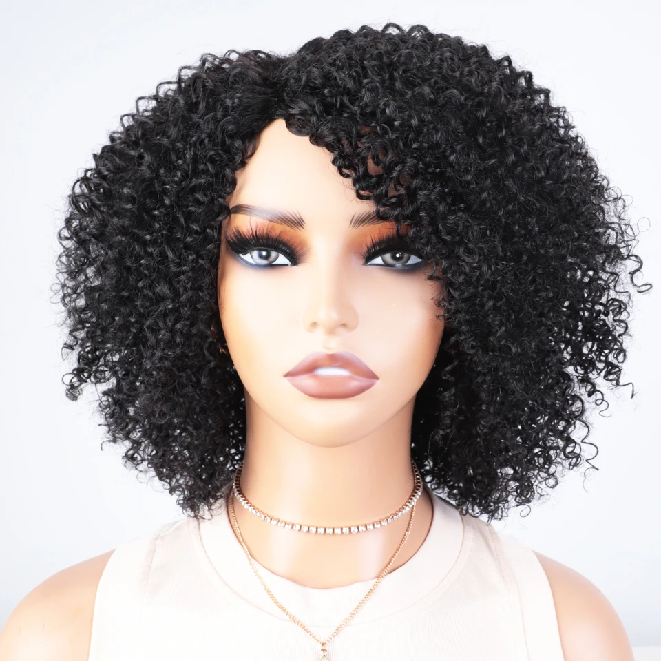 Kinky Curly Human Hair Wigs For Black Women 180% Density Remy