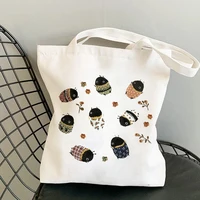 Frog Print Shopper Bag Women's Large Capacity Animal Cartoon Canvas Shoulder Bag New Fashion Shopping Bags 3
