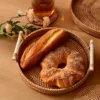 Handmade Rattan Tray Double Ear Tea Fruit Serving Tray, Bread Snack Storage Woven Basket, Insulated Art Decoration Home Decor 2