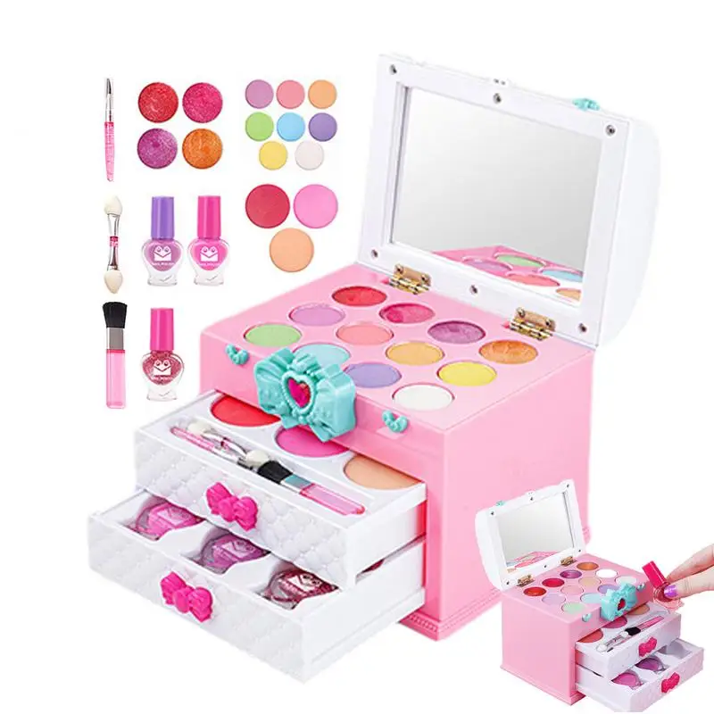 

Makeup Set For Kids Washable Makeup Playset For Kids Portable Beauty Salon Playset Washable Make Up Set For 3 4 5 6 7 8 Years