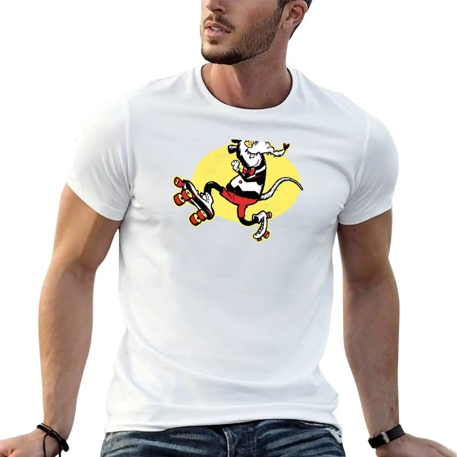 

Roller-Skating Funky Rink Rat - Retro 60s, 70s T-shirt plus sizes boys whites Men's clothing