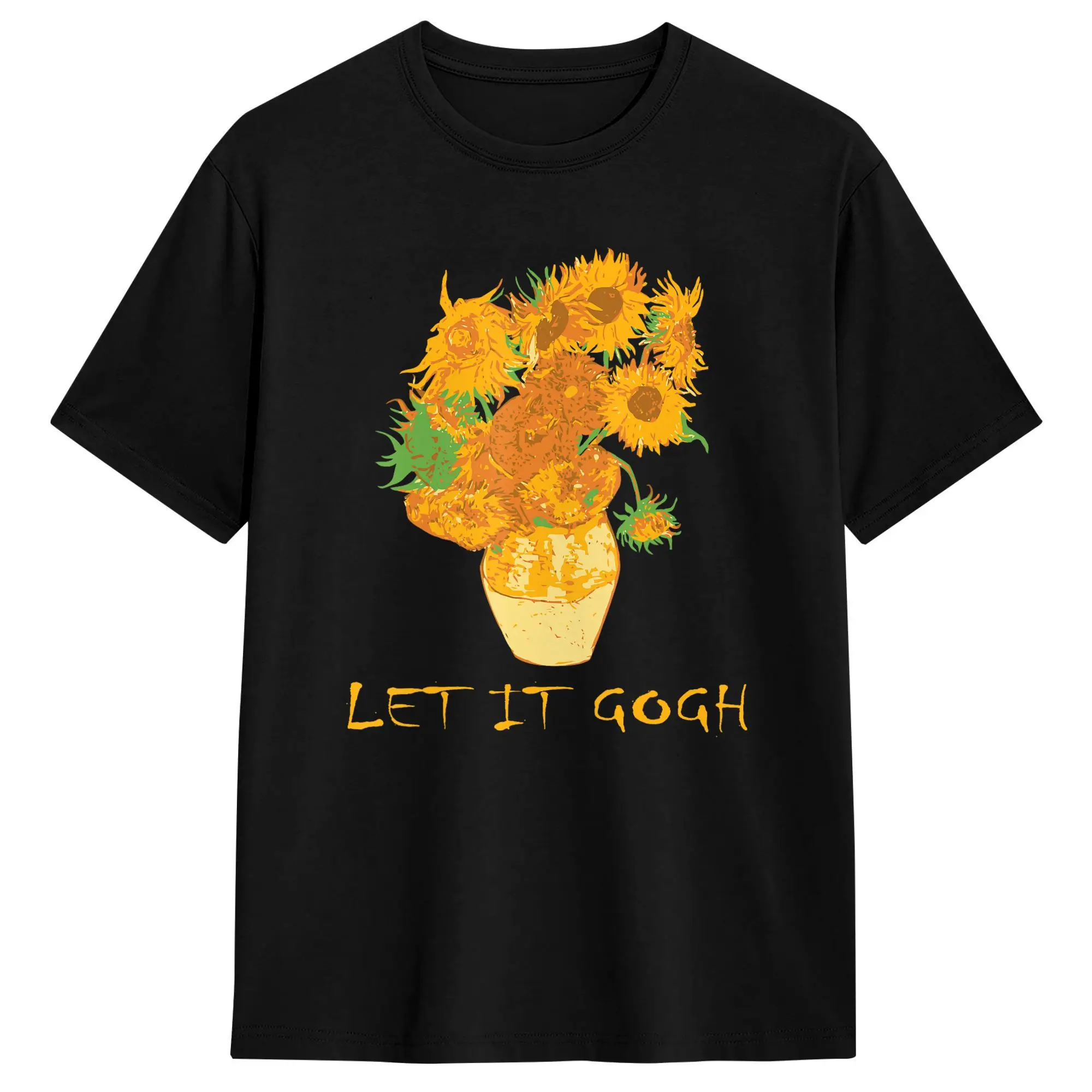 Van Gogh Starry Night Sunflower Graphic Vintage Cotton T-Shirt