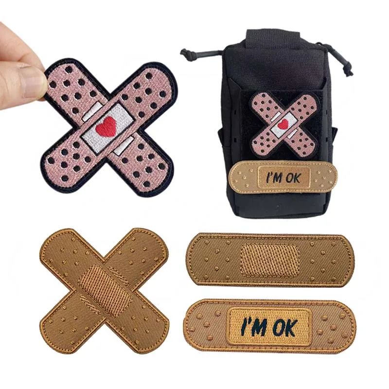 1 Stück, 2 Stück/ 'I'm OK' Moral-Badges, Wundpflaster mit Klettverschluss, Pflaster mit gestickter Applikation, taktisches Emblem für Kleidung, Rucksack