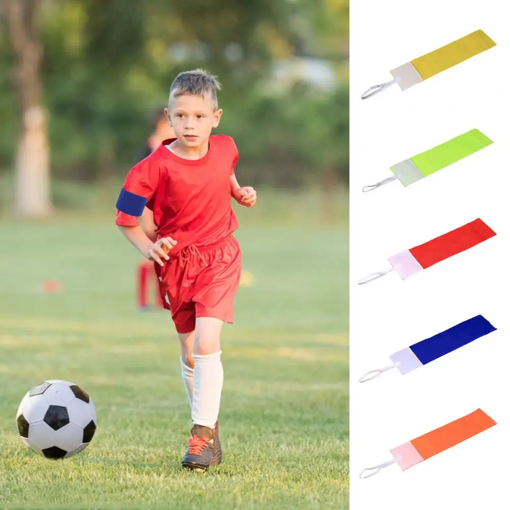 

Soccer Captain Armband Fastener Tape Design Bright Color Non-Slip Soft Texture Adjustable Kids Sports Basketball Captain Armband