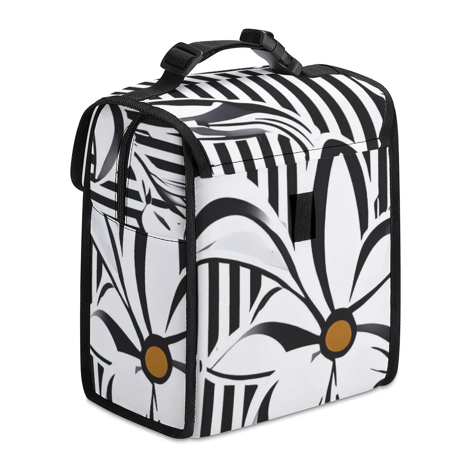 Striped Flower Lunch Bags Office Breakfast Bag Thermal Lunch Box for Food Large Capacity  Lunch Bags for Girls Custom Print