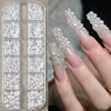 12grids Half Round Pearls Beads 3D Nail Charms 1.5/2/2.5/3/4/5mm White Flatback Pearls Nail Jewelry Nail Craft Pearl Rhinestones 4