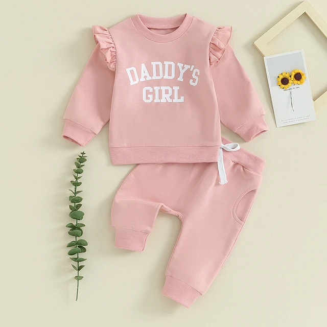 0-3years Newborn Baby Girls Outfit Letter Print Long Sleeve Crew Neck  Sweatshirt with Elastic Waist Sweatpants Fall Clothes 2pcs - AliExpress