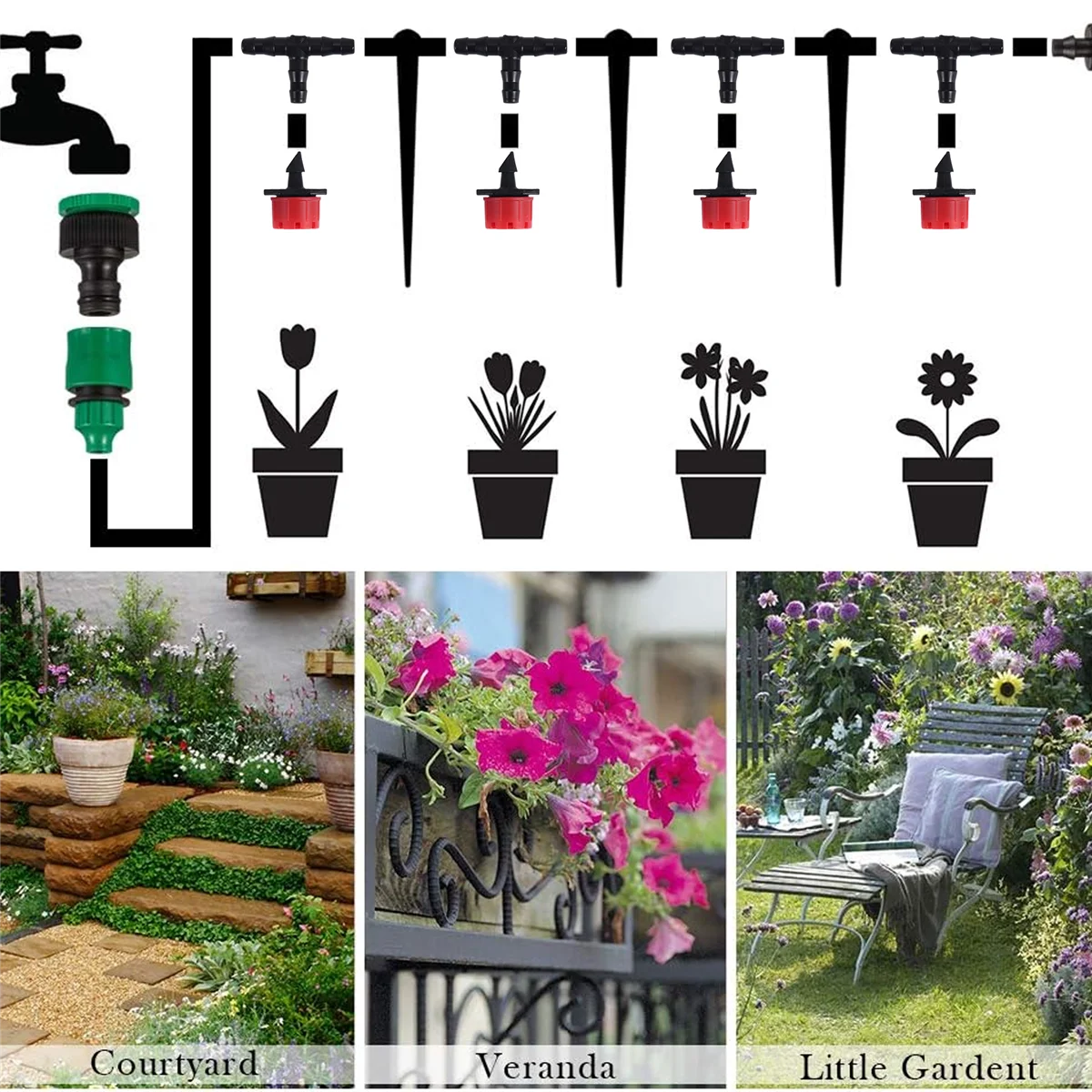 Y77A-200 Adjustable Irrigation Drippers with Drip Irrigation Kit for Garden Watering Fitting