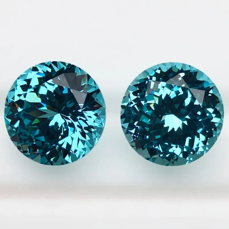 Lab Grown Paraiba Round Shape 100 Faceted Cut Charms Gemstone Beads for Diy Jewelry Making Materials With  AGL Certificate