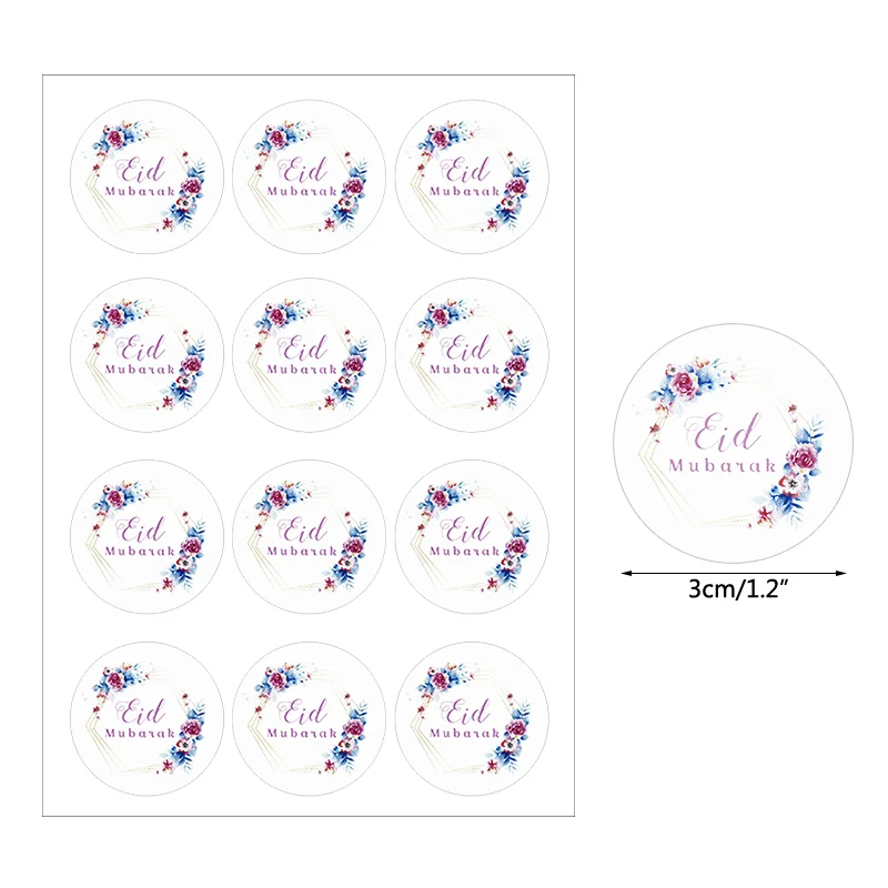 120pcs 3cm Ramadan Kareem Stickers Eid Mubarak Gift Sealing Labels Eid Al-fitr Muslim Festival Party Supplies Paper Sticker