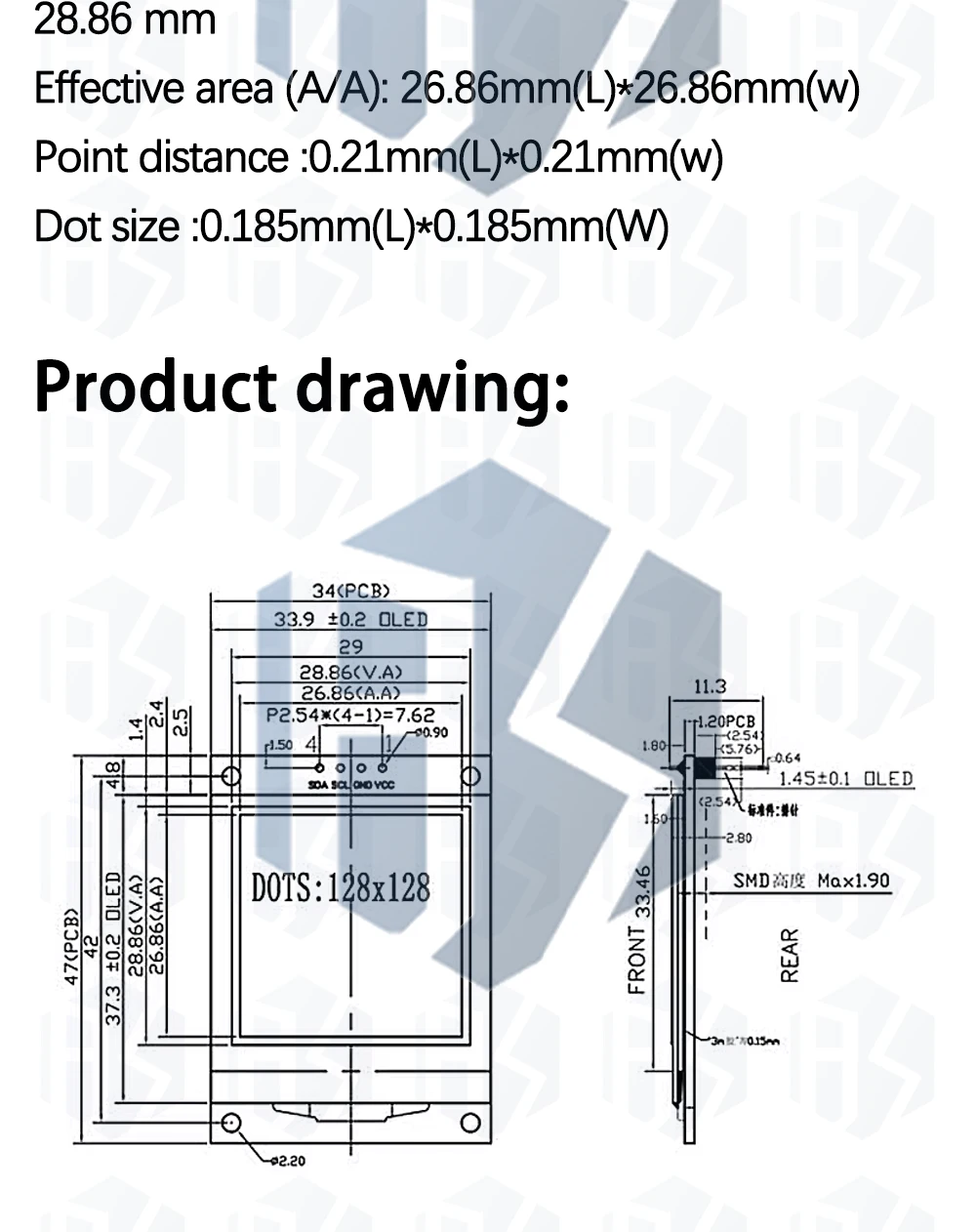 ALLE NEUE 1,5 Zoll 128x128 OLED Shield Screen Modul Hochwertiges Produkt Für Raspberry Pi Für STM32 Für Arduino – Detail 2