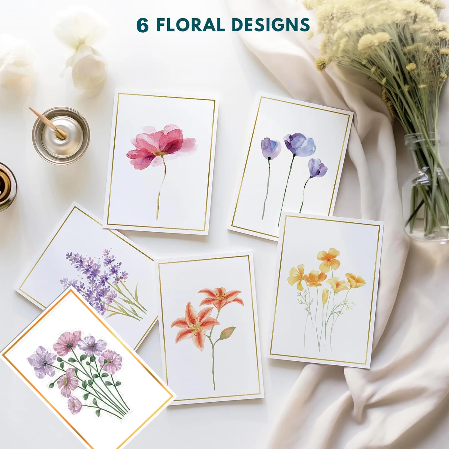 Elegant Gold Foil Greeting Card Set with Envelopes - Versatile