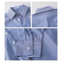 AOSSVIAO 2026 Blouse Classique Rayée Femme Printemps Automne Chemise Ample à Col Montant et Manches Longues Lanterne Blusas Tops 6
