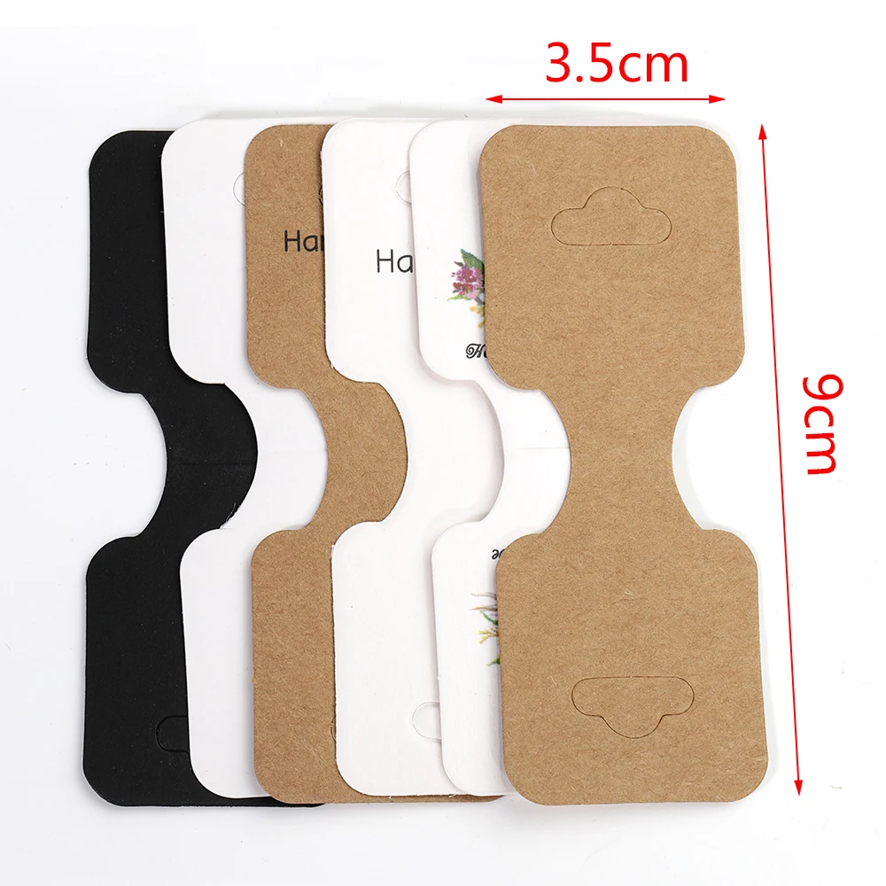 50pcs 9x3.5cm Kraft Paper Packing for Necklace Bracelets Jewelry Display Cards Handmade Jewelry Hairband Price Tags Card Holder