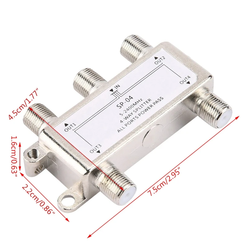 5-2400MHz 4 Way HD Digital Coax Cable Splitter, tv splitter