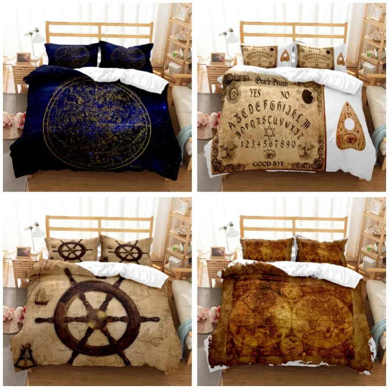 

Vintage style navigation map Printed polyester bedding soft and comfortable comforter bedding sets Customizable