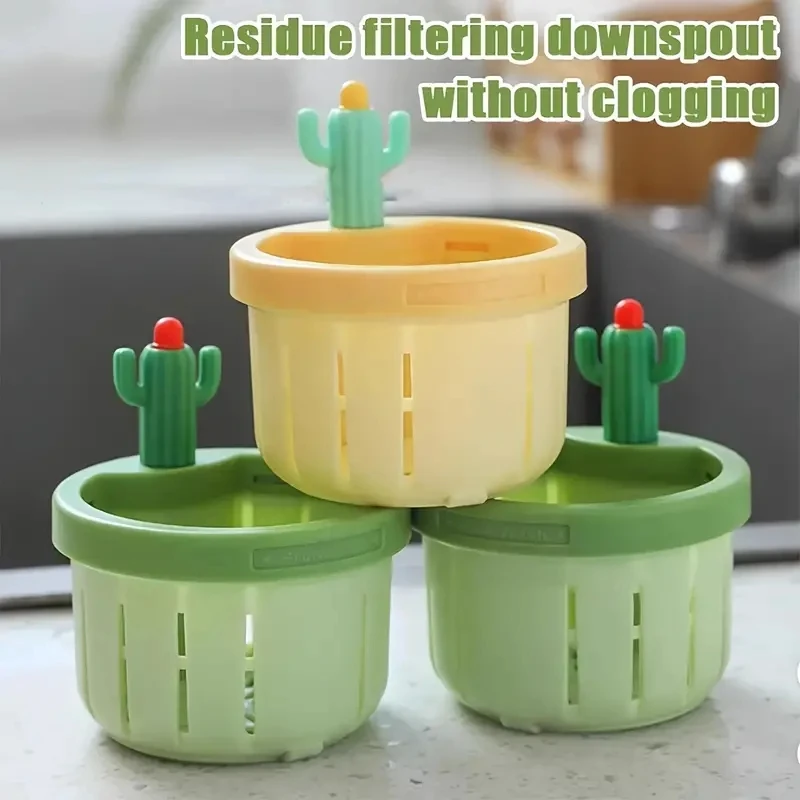Description Picture 2 of item1pc Cactus Sink Filter Household Kitchen Drainage Basket Sink Debris Anti-blocking Anti-smell Anti-bug Strainer Sink Accessories