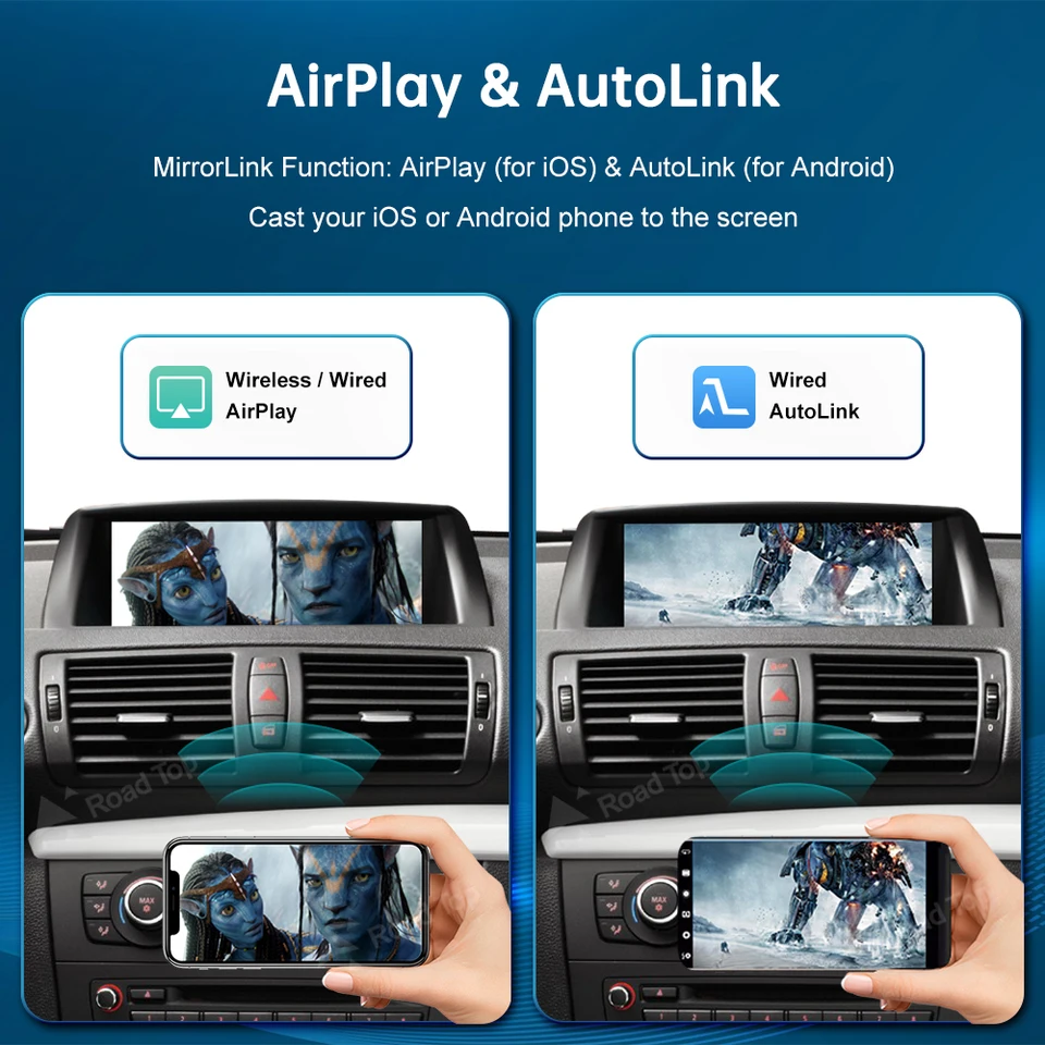 Road Top CarPlay Sans Fil Android Auto Interface Pour BMW 1 2 3 5 7 X1