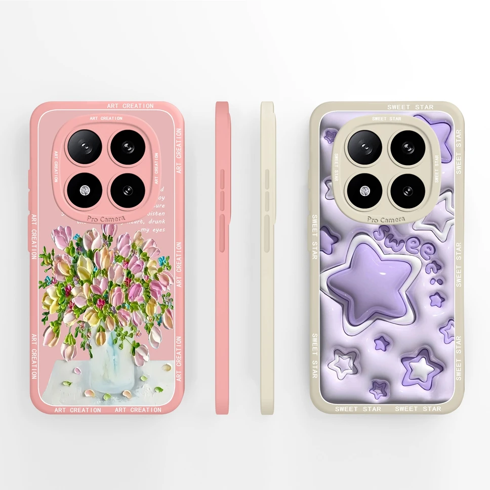 Lovely Stars Camera Protection Liquid Silicone Phone Case, Protective Back Cover