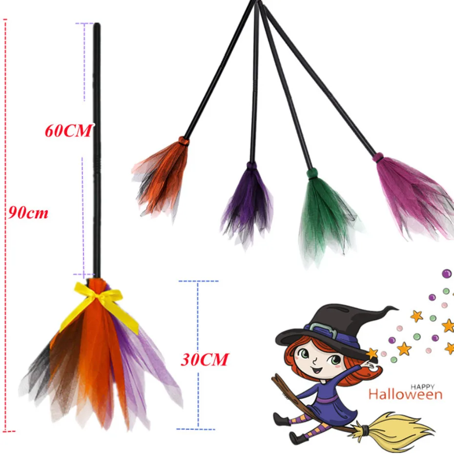 thumbnail image 2 of Spooky Witch Broom Halloween Decoration Cosplay Prop Witch's Broom... 2 of 13