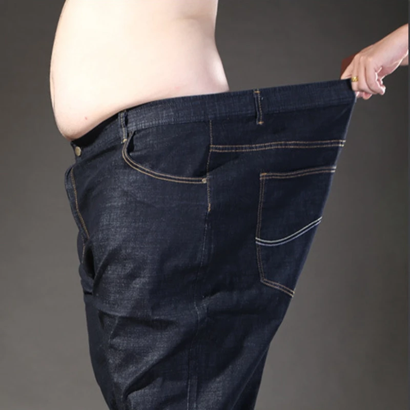 Plus Size Men's Stretch Jeans 200KG12XL 11XL 10XL 9XL Loose Pocket Zipper Oversized Jeans 3