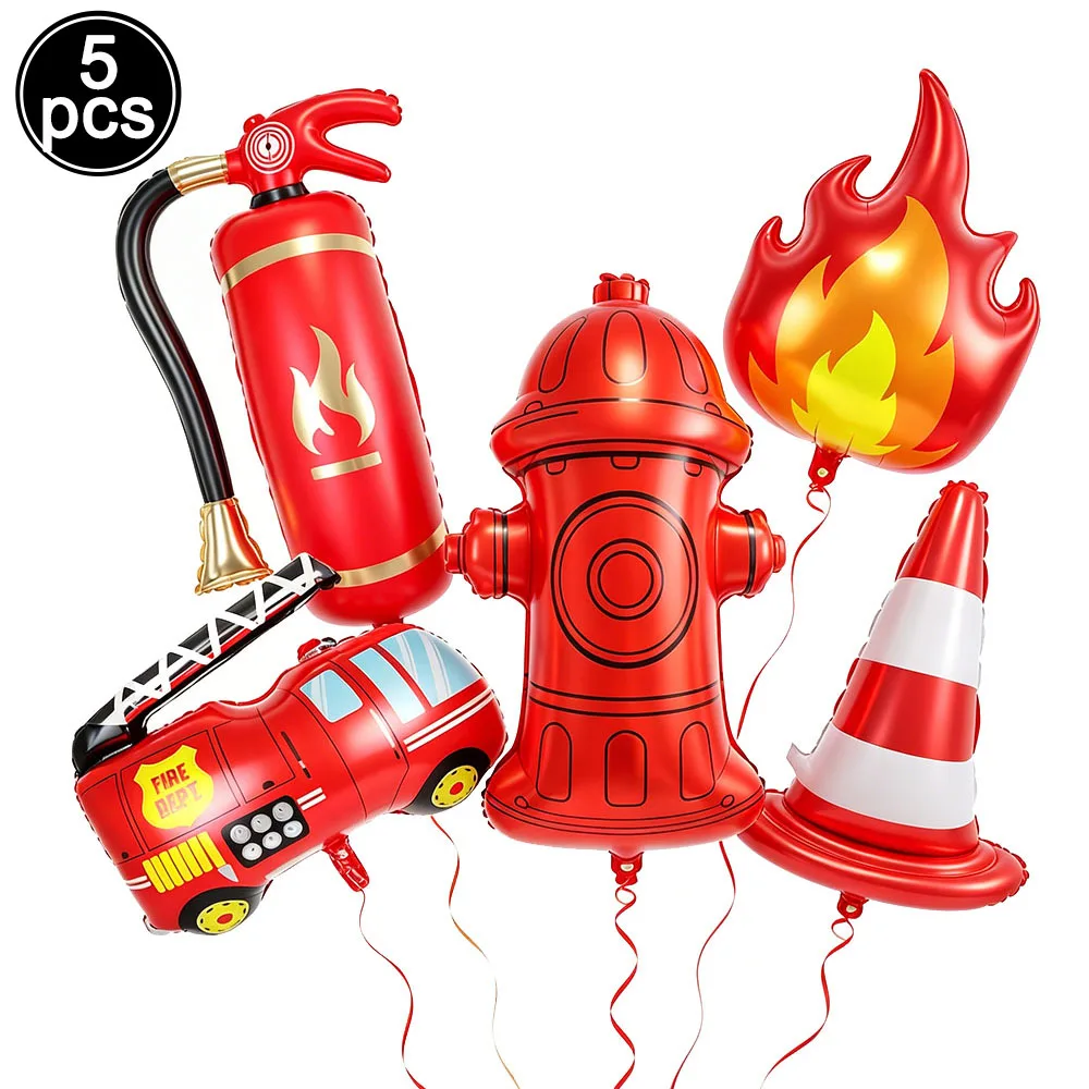 Firefighter Party Decoration Balloon Set - Fire Engine, Airplane & Ambulance Foil Balloons
