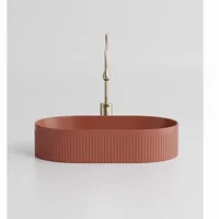 อ่างล้างหน้าเซรามิกสีแดงอิฐ อ่างเคาน์เตอร์สียุโรป ระเบียงห้องน้ํา อ่างล้างหน้าศิลปะ GN749UP 2