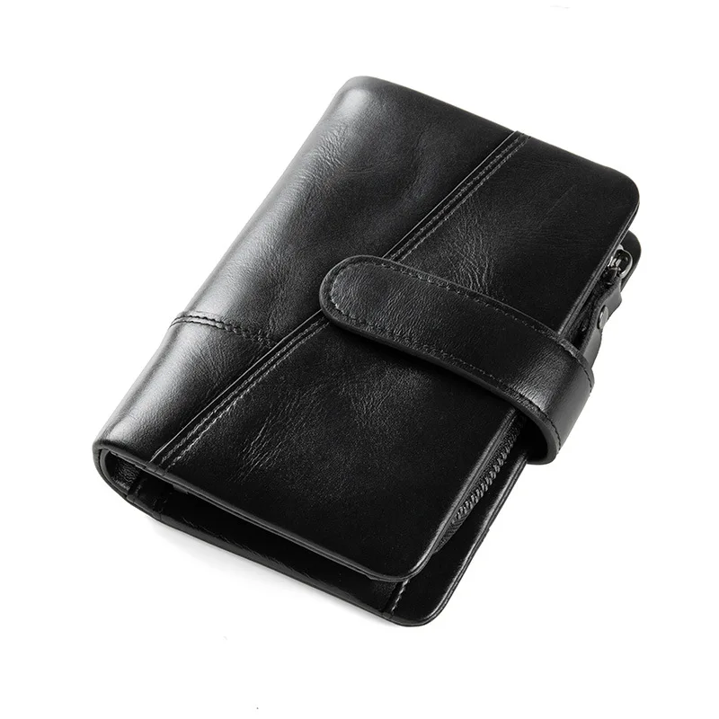 Retro Short Wallets for Men  Card Baotou Cowhide Multifunctional Large-capacity Zipper Coin Purse Handbag Luxury Designer Purse