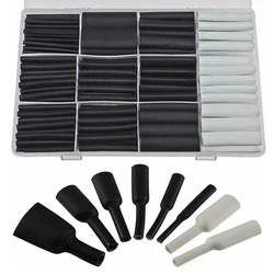 300 Pcs Durable 3:1 Black White Wall Adhesive Heat Shrink Tubing Assortment Electronic Kit Wrap Wire Cable Heat Shrink Tube Home