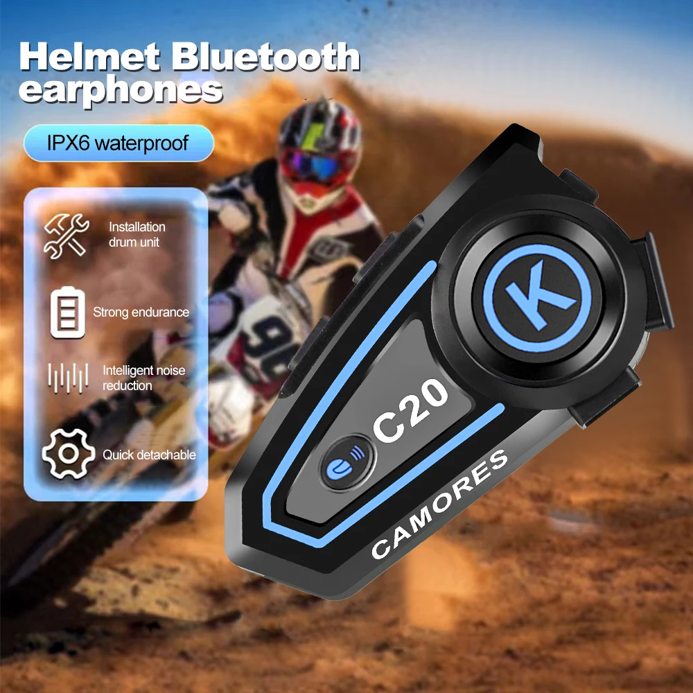 

BT5.3 Motorcycle helmet headset Waterproof Moto Headphone Hands free Call Bluetooth Headset with Tri-Color Ambient Light