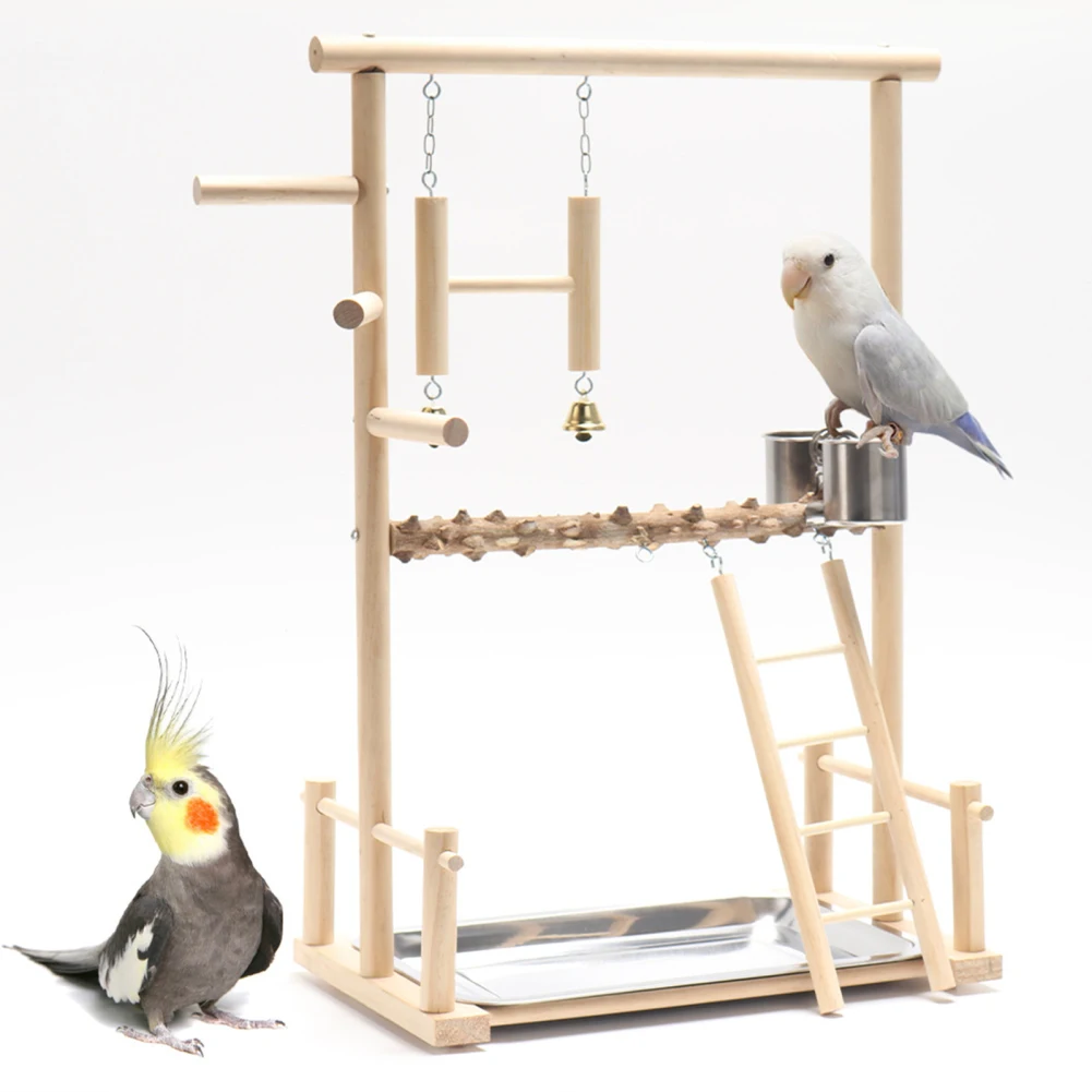 Birds Playground Parrots Wood Perch Stand Bird Perch Stand Natural Wooden Toy Indoor Bird Stands Exercise Activity Center