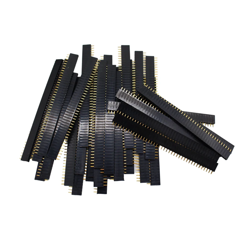 

20pcs 10 pairs 40 Pin 1x40 Single Row Male and Female 2.54 Breakable Pin Header PCB JST Connector Strip for Arduino Black