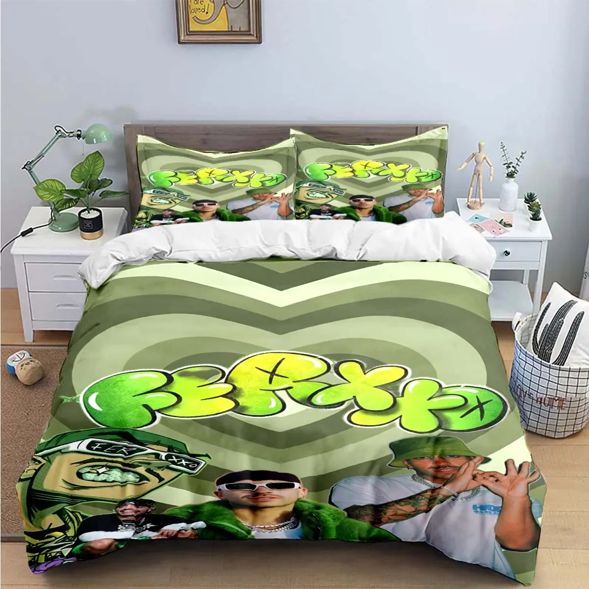 Fashion Pop Singer Ferxxo Feid Print Bedding Sets Bed Supplies Set Duvet Cover Bed Comforter Set Bedding Set Luxury BirthdayGift 5